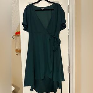 Lulus Emerald Chiffon Midi Wrap Dress